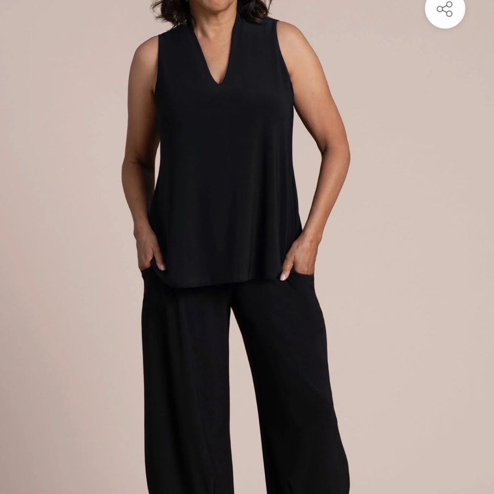 Sz 12🇨🇦⭐️NWT Sympli Black Deep V Trapeze Jersey Dress Tank